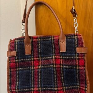 Plaid Red and Brown Women's Handbag
